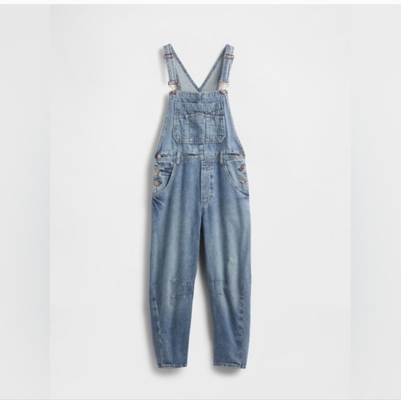 Gap UltraSoft Denim Horseshoe Overalls Medium Indigo NWT - Picture 7 of 7
